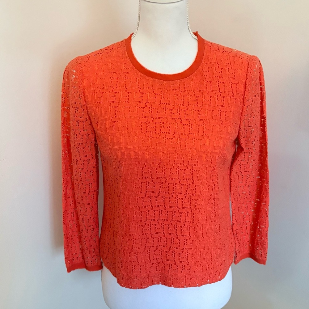 Rebecca Minkoff Vibrant Orange Lace Blouse